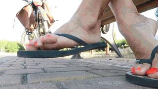 In flip flops, on a bench in the park WMV (1920x1080) FHD