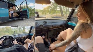 Chloe watching her boyfriend POV driving over the plants