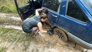 CAR STUCK Behind the Scenes _The Muddy Road to the Party