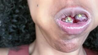 Overstuffing mouth with grapes mouth stuffing grapes