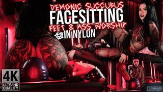Nylon Facesitting Feet and Ass Worship for Demonic Succubus - 4K | Demoness Luna
