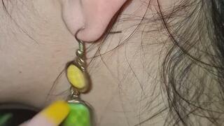 Shiny Earrings Close-Up"