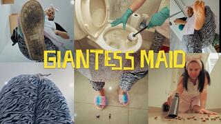 GIANTESS MAID - Canela squashes, flicks, flushes, sits, steps 1080