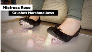 Mistress Rose Crushes Marshmallows in Black Ballet Flats 4k