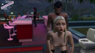 BLACK ROOMMATE IS JEALOUS OF HER DATE. STEALS SKINNY BIG ASS WHITE GIRL FOR A ROUGH BATHOOM FUCK!