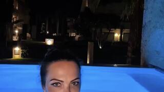 Stepmother Smoking Topless in the Super Cold Pool - Dunhill White 100