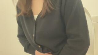 A day when a cute Japanese girl with a slim, curvy waist suffered from stomach pain and an upset stomach