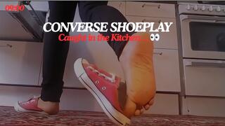 Barefeet in Converse Shoeplay * Sexy Wrinkled Soles & Foot Tease in the Kitchen