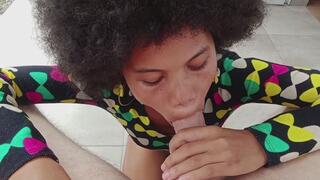 Ebony teen milks a BWC at the porch of the farmhouse