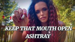 KEEP THAT MOUTH OPEN ASHTRAY - Smoking and Humiliating a human ashtray by MistressRavenFD