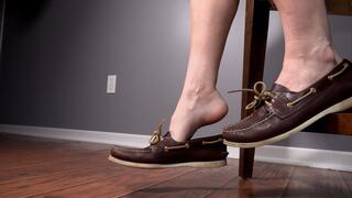 Side View Shoeplay Dangling Worn Brown Leather Loafers FootPlay - Kylie Jacobsx - MP4 1080p HD