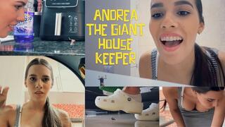 ANDREA THE GIANT HOUSEKEEPER - 4K - squishing, humiliation, dropping, sitting