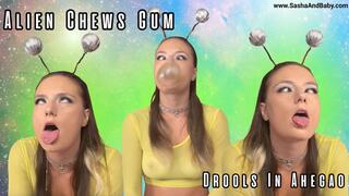 Alien Chewing Gum Drooling Spit Ahegao - Spitting - Eyes Crossed - Tongue Fetish
