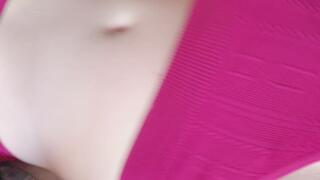 Horny girl in her newest outfit touching herself and masturbating hard with lots of clit rubbing and muscle shaking orgasm