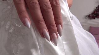 I jerk you off with silk wedding gloves d