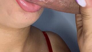 Close-Up Lip Fetish Blow Job