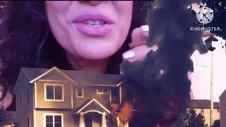 Burning Down the House Lolas sick of her noisy neighbors so she uses a growth spray to make herself big so she smokes a cigarette avi as a Giantess And Destroys the house