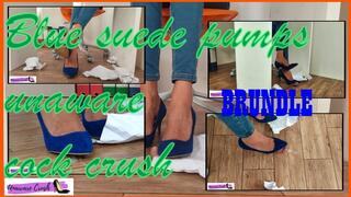 Secretary with blue suede pumps. unaware cock crush, cock trampling shoejob brundel 11th scenario