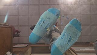 Underglass sock trample with Chrissys blue old navy socks