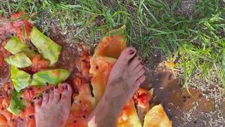 Flithy feet vs watermelon