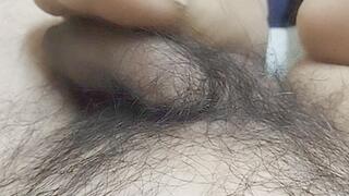 Asian close-up pantyhose footjob series 55