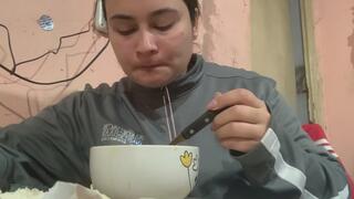 Eating soup + 3 minutes of burping