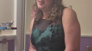 Trans MILF desperately jerks off in the bathroom at a house party