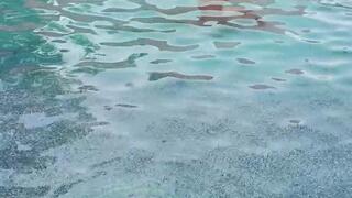 Carissa Behind The Scenes at the Cabin pool-Above Water Portrait View