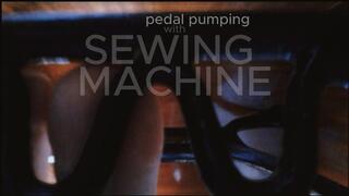 old but gold pedal pumping with sewing machine