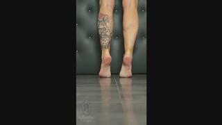 Muscle Legs and Bare Soles Teasing from Behind