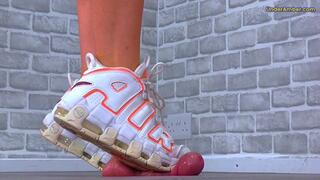 D46 Glans Cam - Goddess Amber - Crushing Your Cock & Balls Under My Nike Uptempo Trainers - Trample Trampling CBT Ballbusting Crushing Crush Feet Foot Shoe Trainer