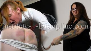 Lucie leathered on her bare bottom