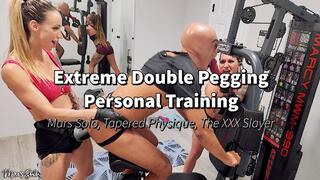 EXTREME DOUBLE PEGGING PERSONAL TRAINING: THE XXX SLAYER, TAPERED PHYSIQUE, MARS SOLO - female domination, anal, fetish, gym, femdom, strap-on, slave training, submissive, anal gaping, dildo, big toys, muscular women, humiliation, domination