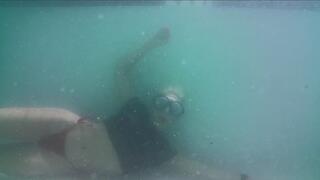 Long Breathold Practice in Snorkel mask with underwater pov swim and blowing bubbles