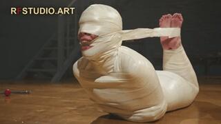 Astrid in a Sleek Microfoam Cocoon Part 2 - Full Body and Head Mummification, Hogtie, and Bare Soles Exposed (UHD 4K MP4)
