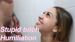 Stupid Bitch Humiliated in Blowjob - SPIT FACE - HUMILIATION - SLAP FACE