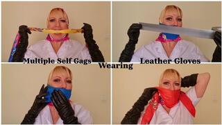 Victoria C Multiple Self Gag Wearing a Silk Head Scarf and Leather Gloves WMV 1080p