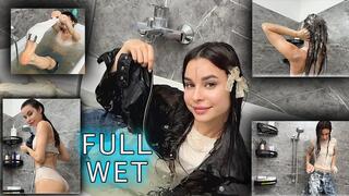 I was completely soaked wetlook with shampoo on my body and hair wet clothes