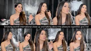 Smoking dunhill international close up and talking about the pleasure cigarettes give me!