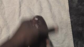 Big Black Dick Strokes and Cums on Towel