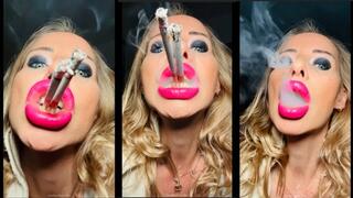 Close up Smoking 2 at once Eve 120 & marlboro red