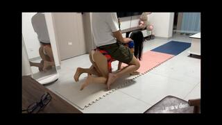 Riding on football baby ponygirl and crawling in home and ponyplay #AS016