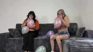 Mia and Phoenix's fist looner balloon blow up