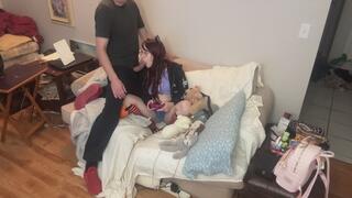 step dad bangs reluctant stepdaughter in the middle of gaming