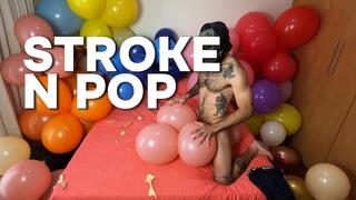 LOONER BLOWS and POPS BALLOONS while STROKING his cock