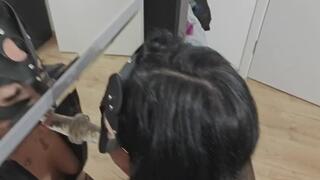 Doggy mirror suck and swallow