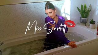 Scarlett's bath time in purple silky satin pyjamas (WAM)