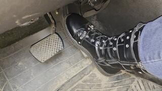 Driving in tall buckle sneakers