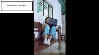 Caribean_feet11 reading in pink fuzzy itchy socks