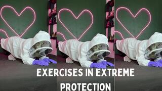 hazmat suit and gas mask exercises